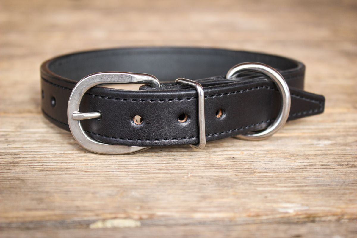 Full Grain Leather Working Dog Collar (Black)